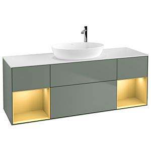 Villeroy and Boch Finion Villeroy and Boch Finion F981HFGM 160cm, cover plate white matt, shelves gold matt lacquer, Olive Matt Lacquer