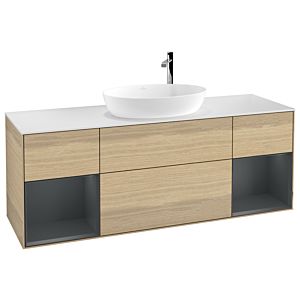 Villeroy et Boch Finion Villeroy et Boch F981HGPC 160cm, plaque de finition blanc mat, étagères laqué mat minuit, Oak Veneer