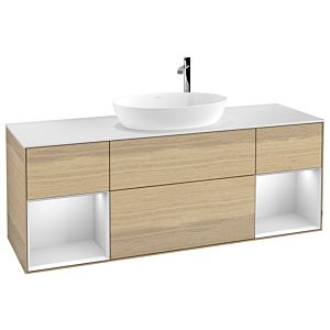 Villeroy and Boch Finion Villeroy and Boch Finion F981MTPC 160cm, cover plate white matt, shelves white matt lacquer, Oak Veneer