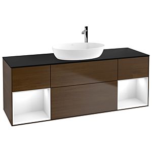 Villeroy and Boch Finion Villeroy and Boch Finion F982GFGN 160cm, cover plate black matt, shelves Glossy white lacquer, walnut veneer