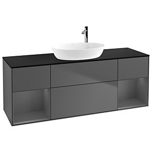 Villeroy et Boch Finion Villeroy et Boch F982GKGK 160cm, plateau noir mat, étagères laqué anthracite mat, anthracite mat
