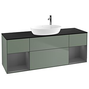 Villeroy et Boch Finion Villeroy et Boch F982GKGM 160cm, plaque de finition noir mat, étagères laqué anthracite mat, Olive Matt Lacquer