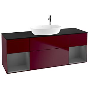 Villeroy et Boch Finion Villeroy et Boch F982GKHB 160cm, plaque de recouvrement noir mat, étagères laqué anthracite mat, Peony Matt