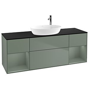 Villeroy et Boch Finion Villeroy et Boch F982GMGM 160cm, plaque de recouvrement noir mat, étagères laqué olive mat, Olive Matt Lacquer