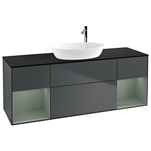 Villeroy et Boch Finion Villeroy et Boch F982GMHG 160cm, plaque de finition noir mat, étagères laqué mat olive, Midnight Blue Matt Lacquer