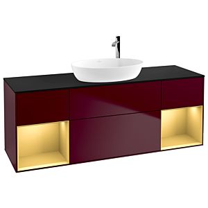 Villeroy et Boch Finion Villeroy et Boch F982HFHB 160cm, plaque de finition noir mat, étagères laqué or mat, Peony Matt