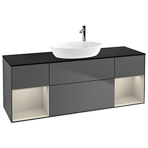 Villeroy and Boch Finion Villeroy and Boch Finion F982HHGK 160cm, cover plate black matt, shelves sand matt lacquer, anthracite matt