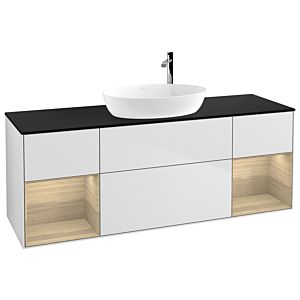 Villeroy et Boch Finion Villeroy et Boch F982PCMT 160cm, plaque de finition noir mat, étagères Oak Veneer , laqué blanc mat