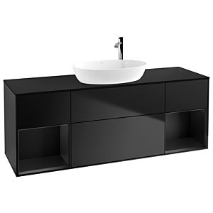 Villeroy und Boch Finion Waschtischunterschrank F982PDPD 160cm, Abdeckplatte black matt, Regale Black matt lacquer, Black matt lacquer