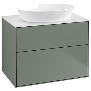 Villeroy und Boch Finion Waschtischunterschrank F99100GM 80x60,3cm, Abdeckplatte white matt, Olive Matt Lacquer
