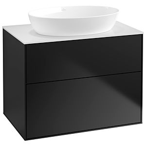 Villeroy und Boch Finion Waschtischunterschrank F99100PD 80x60,3cm, Abdeckplatte white matt, Black matt lacquer