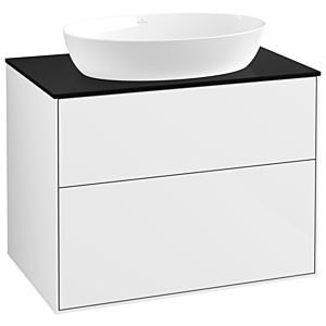Villeroy und Boch Finion Waschtischunterschrank F99200GF 80x60,3cm, Abdeckplatte black matt, Glossy white lacquer