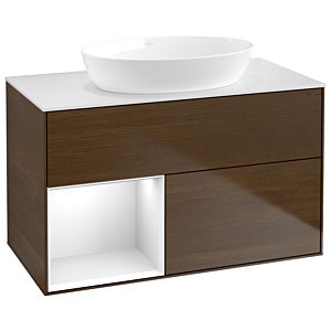 Villeroy and Boch Finion Villeroy and Boch Finion FA11GFGN 100cm, cover plate white matt, shelves Glossy white lacquer, walnut veneer
