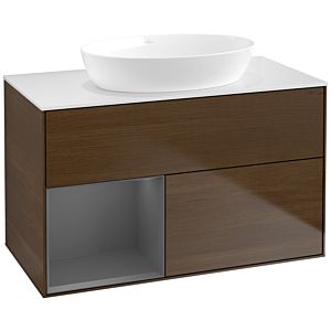 Villeroy and Boch Finion Villeroy and Boch Finion FA11GKGN 100cm, cover plate white matt, shelves anthracite matt lacquer, walnut veneer