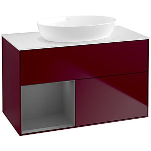 Villeroy und Boch Finion Waschtischunterschrank FA11GKHB 100cm, Abdeckplatte white matt, Regale Anthracite matt lacquer, Peony Matt