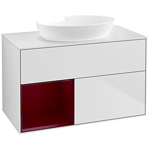 Villeroy und Boch Finion Waschtischunterschrank FA11HBMT 100cm, Abdeckplatte white matt, Regale Peony matt lacquer, White matt lacquer