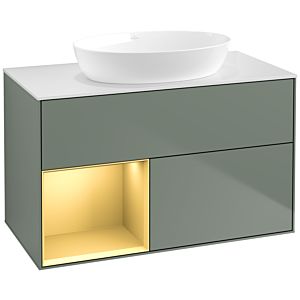 Villeroy and Boch Finion Villeroy and Boch Finion FA11HFGM 100cm, cover plate white matt, shelves gold matt lacquer, Olive Matt Lacquer