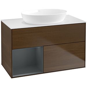 Villeroy and Boch Finion Villeroy and Boch Finion FA11HGGN 100cm, cover plate white matt, shelves midnight matt lacquer, walnut veneer