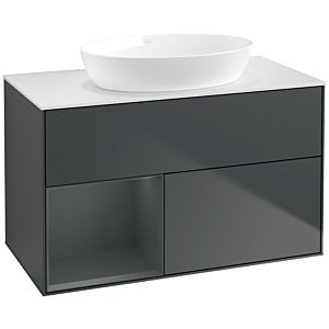 Villeroy und Boch Finion Waschtischunterschrank FA11HGHG 100cm, Abdeckplatte white matt, Regale Midnight matt lacquer, Midnight Blue Matt Lacquer
