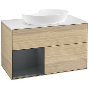 Villeroy and Boch Finion Villeroy and Boch Finion FA11HGPC 100cm, cover plate white matt, shelves midnight matt lacquer, Oak Veneer