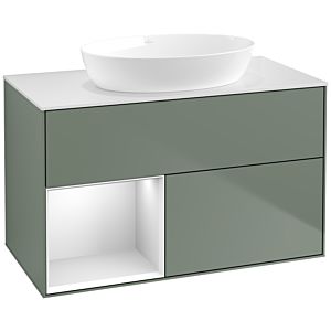 Villeroy and Boch Finion Villeroy and Boch Finion FA11MTGM 100cm, cover plate white matt, shelves white matt lacquer, Olive Matt Lacquer