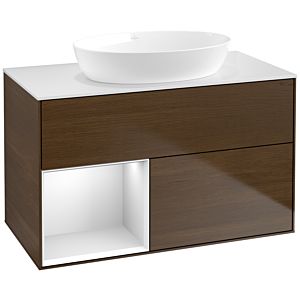 Villeroy and Boch Finion Villeroy and Boch Finion FA11MTGN 100cm, cover plate white matt, shelves white matt lacquer, walnut veneer