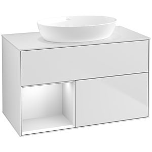 Villeroy und Boch Finion Waschtischunterschrank FA11MTMT 100cm, Abdeckplatte white matt, Regale White matt lacquer, White matt lacquer