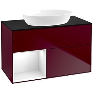 Villeroy and Boch Finion Villeroy and Boch Finion FA12GFHB 100cm, cover plate black matt, shelves Glossy white lacquer, Peony Matt
