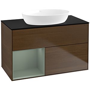 Villeroy and Boch Finion Villeroy and Boch Finion FA12GMGN 100cm, cover plate black matt, shelves olive matt lacquer, walnut veneer