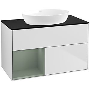 Villeroy and Boch Finion Villeroy and Boch Finion FA12GMMT 100cm, cover plate black matt, shelves olive matt lacquer, white matt lacquer