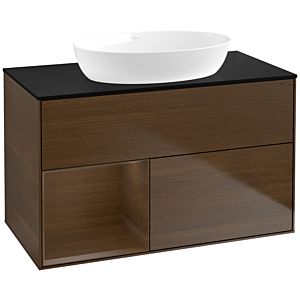 Villeroy and Boch Finion Villeroy and Boch Finion FA12GNGN 100cm, cover plate black matt, shelves Walnut Veneer , Walnut Veneer veneer