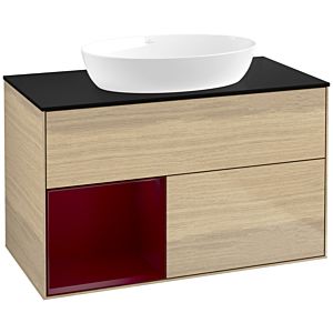 Villeroy and Boch Finion Villeroy and Boch Finion FA12HBPC 100cm, cover plate black matt, shelves Peony matt lacquer, Oak Veneer