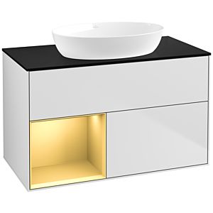 Villeroy and Boch Finion Villeroy and Boch Finion FA12HFMT 100cm, cover plate black matt, shelves gold matt lacquer, white matt lacquer