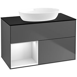 Villeroy and Boch Finion Villeroy and Boch Finion FA12MTGK 100cm, cover plate black matt, shelves white matt lacquer, anthracite matt