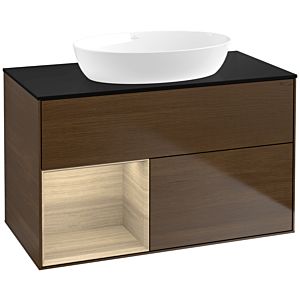 Villeroy and Boch Finion Villeroy and Boch Finion FA12PCGN 100cm, cover plate black matt, shelves Oak Veneer , Oak Veneer veneer