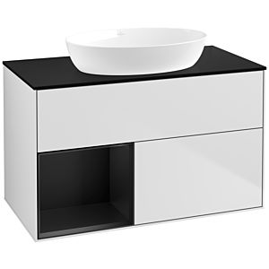 Villeroy and Boch Finion Villeroy and Boch Finion FA12PDMT 100cm, cover plate black matt, shelves black matt lacquer, white matt lacquer