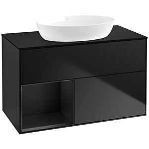 Villeroy und Boch Finion Waschtischunterschrank FA12PDPD 100cm, Abdeckplatte black matt, Regale Black matt lacquer, Black matt lacquer