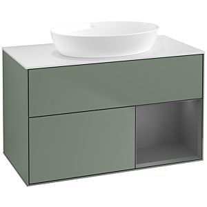 Villeroy and Boch Finion Villeroy and Boch Finion FA21GKGM 100cm, cover plate white matt, shelves anthracite matt lacquer, Olive Matt Lacquer