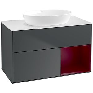 Villeroy und Boch Finion Waschtischunterschrank FA21HBHG 100cm, Abdeckplatte white matt, Regale Peony matt lacquer, Midnight Blue Matt Lacquer