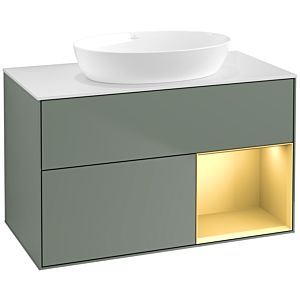 Villeroy and Boch Finion Villeroy and Boch Finion FA21HFGM 100cm, cover plate white matt, shelves gold matt lacquer, Olive Matt Lacquer