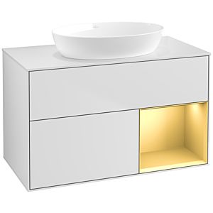 Villeroy and Boch Finion Villeroy and Boch Finion FA21HFMT 100cm, cover plate white matt, shelves gold matt lacquer, white matt lacquer