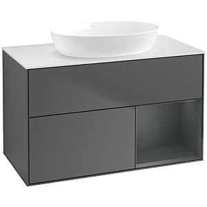 Villeroy et Boch Finion Villeroy et Boch FA21HGGK 100cm, plaque de recouvrement blanc mat, étagères laqué mat Midnight, anthracite mat