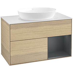 Villeroy and Boch Finion Villeroy and Boch Finion FA21HGPC 100cm, cover plate white matt, shelves midnight matt lacquer, Oak Veneer