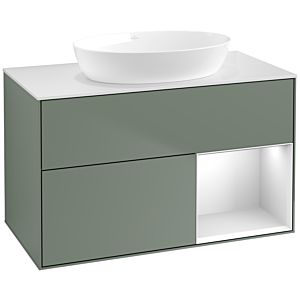 Villeroy and Boch Finion Villeroy and Boch Finion FA21MTGM 100cm, cover plate white matt, shelves white matt lacquer, Olive Matt Lacquer