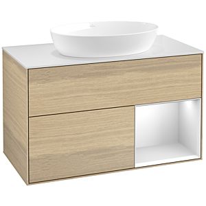 Villeroy and Boch Finion Villeroy and Boch Finion FA21MTPC 100cm, cover plate white matt, shelves white matt lacquer, Oak Veneer
