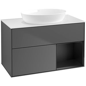 Villeroy and Boch Finion Villeroy and Boch Finion FA21PDGK 100cm, cover plate white matt, shelves black matt lacquer, anthracite matt