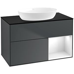 Villeroy and Boch Finion Villeroy and Boch Finion FA22GFHG 100cm, cover plate black matt, shelves Glossy white lacquer, Midnight Blue Matt Lacquer