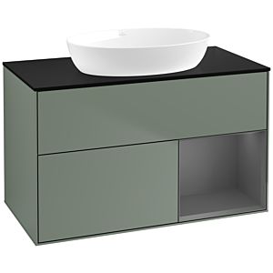 Villeroy and Boch Finion Villeroy and Boch Finion FA22GKGM 100cm, cover plate black matt, shelves anthracite matt lacquer, Olive Matt Lacquer
