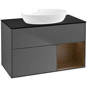 Villeroy et Boch Finion Villeroy et Boch FA22GNGK 100cm, plaque de recouvrement noir mat, étagères Walnut Veneer , anthracite mat