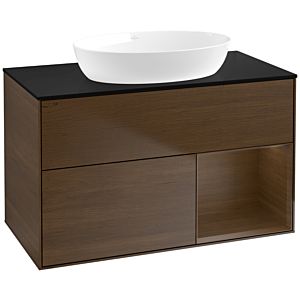 Villeroy and Boch Finion Villeroy and Boch Finion FA22GNGN 100cm, cover plate black matt, shelves Walnut Veneer , Walnut Veneer veneer